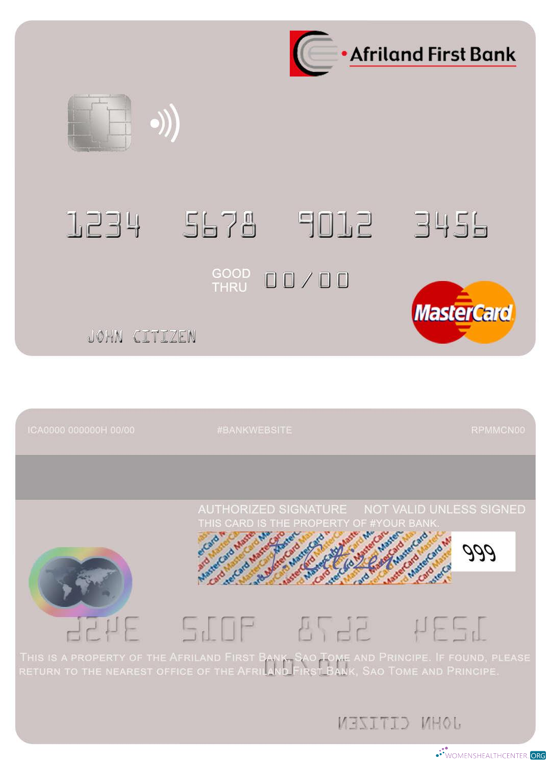 Download Sao Tome and Principe Afriland First Bank mastercard Photoshop template